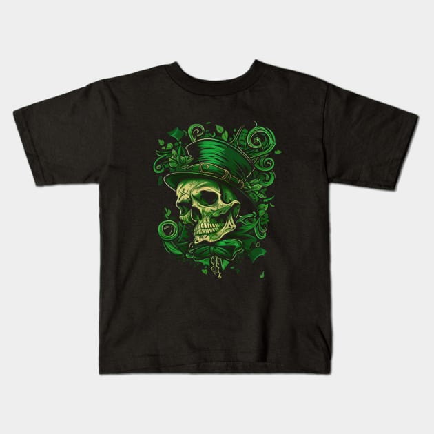 Saint Patrick skull Kids T-Shirt by Crazy skull